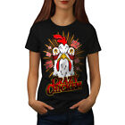 Wellcoda Crazy Chicken Womens T-shirt, Funny Face Casual Design Printed Tee