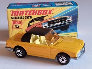 Matchbox 6 Mercedes 350SL Superfast Yellow With Box Lesney 1970s VHTF - Picture 1 of 12