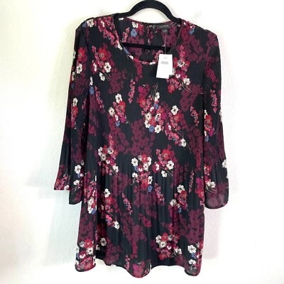 NUEVO $109 J Jill Wearever Mujer Grande Negro Floral Plisado Túnica Top Camisa Foto 1 de 4