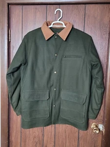 Vintage Woolrich Men Olive Wool Field Coat Heavy Remove Liner Jacket Size Medium - Picture 1 of 18