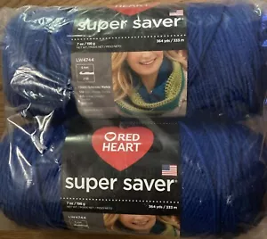 Vintage Crafts Red Heart Super Saver Strickgarn 4-fädig royalblau x2 neu aus altem Lagerbestand USA - Bild 1 von 3