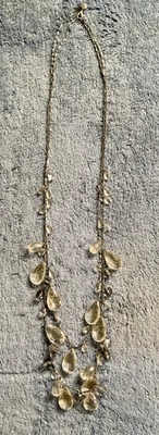 "Collar Ann Taylor LOFT Facetado Brillo Lágrima Dije Bisel 2 Hilos 36"" Y2K" Foto 1 de 4