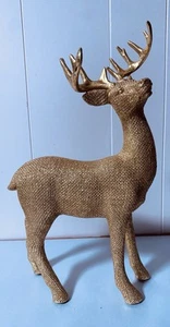 13”x7” Gold Wildlife Christmas  Antlered Deer Rustic Decoration Figurine plastic - Picture 1 of 8