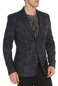 NEW Versace Collection Textured Jacquard Blazer Sport Coat - Navy/Black - 40 US - Picture 1 of 9