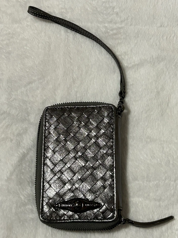 Elliot Lucca silver pewter Woven Leather Organizer Wristlet Wallet - Image 1 of 4