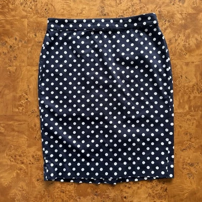 J. Crew карандаш юбка женщин размер 18 темно-синий красный полкадот хлопок карьера - Изображение 1 из 4