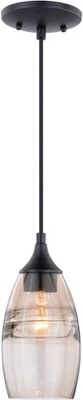 Vaxcel Lighting P0277 Bronze Milano Single Light 5"W Pendant With A Glass Shade - Image 1 of 4
