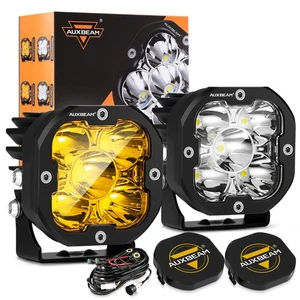 AUXBEAM 3" LED Work Driving Light Spot Cube Pods Fog Lamp White Amber+Covers - Bild 1 von 12