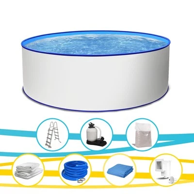 Stahlwandpool Toni Pool rund 300x120m Folie blau Filter Skimmer Komplettset - Bild 1 von 4