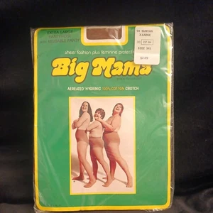 VTG Big Mama Pantyhose Reusable Panty Suntan Size XL 230-300 lb 1970-80s NEW - Picture 1 of 2