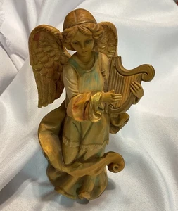 Depose Italy #251 Simonetti Resin Weihnachtsengel spielt Harfe Figur Fontanini - Bild 1 von 7