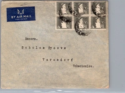 1946 Palestina Postal Correo Aéreo Cubierta Jerusalén a Varnsdorf Checoslovaquia Foto 1 de 2