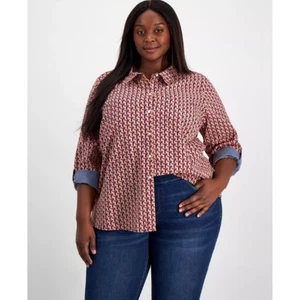 Tommy Hilfiger Damen T-Bar Utility Button Down Hemd mehrfarbig 2X neu mit Etikett, $ 80 - Bild 1 von 5