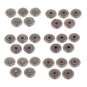 Pack of 5 Western Round Buttons Flower Pattern Sewing - Picture 1 of 16