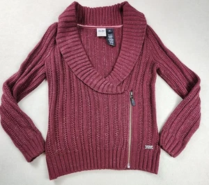 Harley Davidson Motor Clothes Womens Burgundy Shawl Collared Sweater XS - Picture 1 of 10