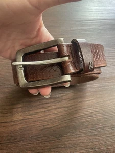 John Varvatos Brown Leather DISTRESSED USED SilverTone Belt Men’s 38/95 - Picture 1 of 16