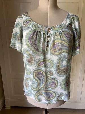 Jaeger Pure Silk Paisley Tunic Blouse, Size 14 - Image 1 of 4