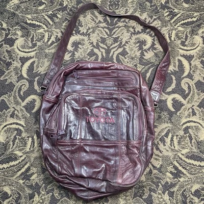 Vtg 80s Toyota Leather Burgundy Traveler Bag Made in Mexico - Image 1 of 4