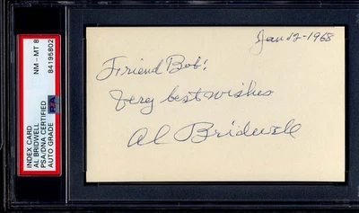 Cartão de índice Al Bridwell certificado PSA/DNA automático quase perfeito-MT 8 gigantes, bravos - Imagem 1 de 2
