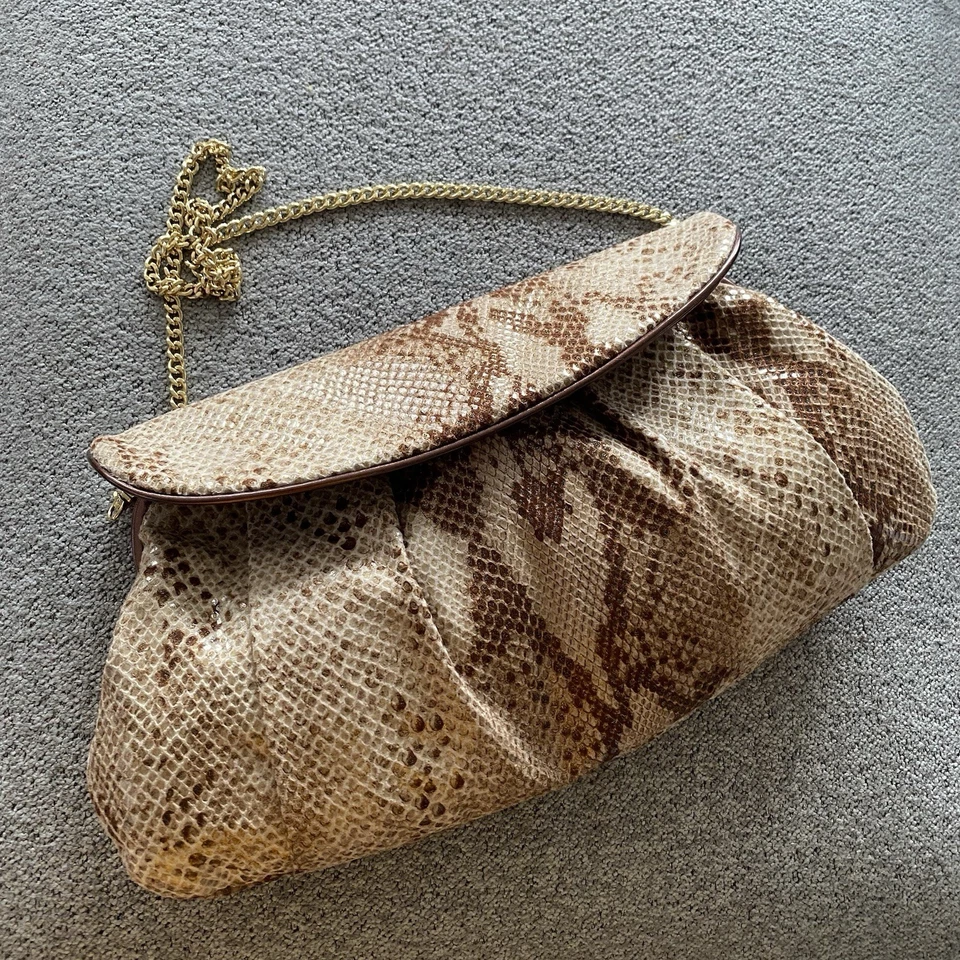 Chico’s Snake Skin Satchel Purse Shoulder Bag Chain Strap Magnetic Close - Image 1 of 4