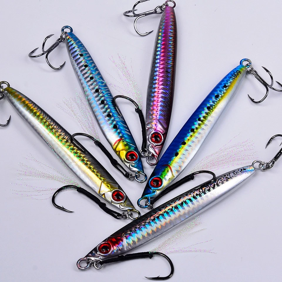 5pcs 14g-100g Metal Jig Lure Casting Spoon Jigging Bass Saltwater Fishing Tackle - Image 1 of 4