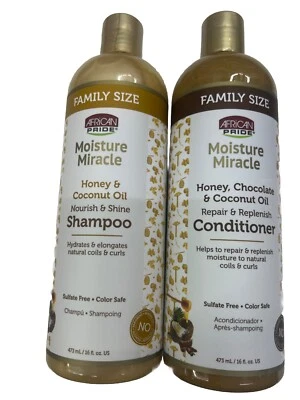 Champú y acondicionador African Pride Moisture Miracle miel y aceite de coco - 16 oz Foto 1 de 3