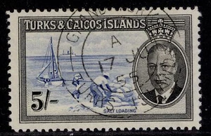 TURKS & CAICOS ISLANDS GVI SG232, 5s blue & black, VERY FINE USED. Cat £12. CDS - Picture 1 of 1