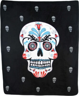 Sugar Skull 50x60in Polar Fleece Halloween Day of the Dead Throw Blanket - Image 1 of 4