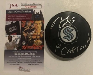 MARK GIORDANO SIGNED SEATTLE KRAKEN 1ST CAPTAIN HOCKEY PUCK W/ CASE JSA COA - Picture 1 of 3