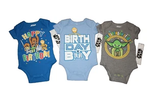 Star Wars Baby Bodysuit One-Piece Lot of 3 Birthday Theme 24 Mo. Boys NEW NWT - Picture 1 of 1