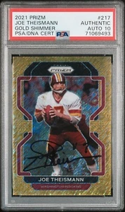Joe Theismann Signed Auto 2021 Panini Prizm Gold Shimmer Redskins Card /10 - PSA - Picture 1 of 2