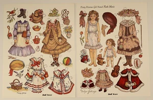 Muñeca y armario de papel Ruth Marie vintage victoriana niña de Evelyn Gathings - Imagen 1 de 2