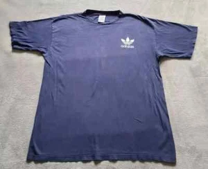 Vintage Adidas T-Shirt Blue Size XL Short Sleeve Cotton Top Made In USA 🇺🇸 - Picture 1 of 9