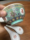 Vintage Pair China Chinese PRC JingdeZhen Porcelain Bowl Spoon Set 60’s