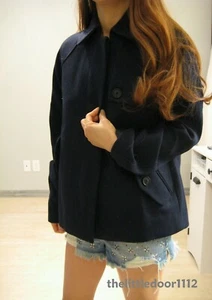 Abercrombie Fitch Women $120 Wool Loose Fit Swing Coat Short Trench Jacket XS - Picture 1 of 15
