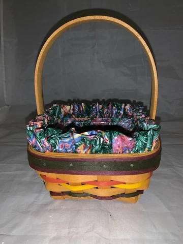 Longaberger 1997 Small Square Easter Basket Combo Egg Liner Plastic Protector Cover