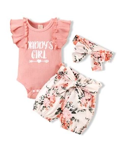 Newborn Baby Girl Clothes Daddys Girl Outfits Set Infant Girl Fathers Day Clo... - Picture 1 of 7