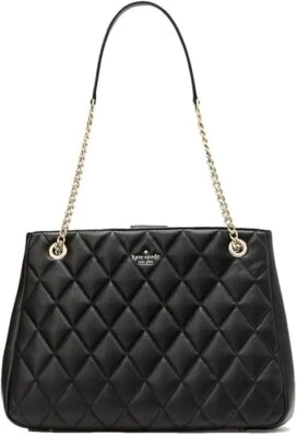 Authentic New  Kate Spade NY Carey Large Black Quilted Leather Tote Bag Purse - Image 1 of 3