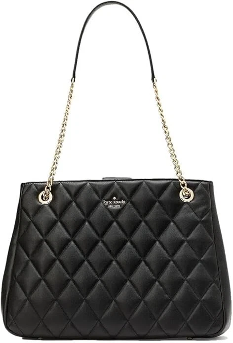 Auténtico Nuevo Bolso de Mano Kate Spade NY Carey Grande Negro Acolchado Cuero Cartera Foto 1 de 3