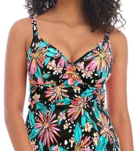 Freya Wild Daisy Tankini Top Size 30GG Black Floral Underwired Plunge Bra 7035 - Picture 1 of 12