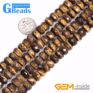 Natural Tiger 's Eye Gemstone Faceted Rondelle Spacer Beads Free Shipping 15"