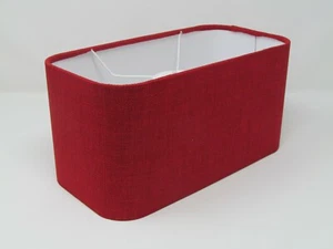 Lampshade Red Textured Woven Crosshatch Rounded Rectangle Light Shade - Picture 1 of 8