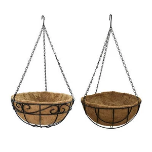 Coconut Palm Flower Pot Hanging Basket Outdoor Coconut Coir Liner Plant Holder - Picture 1 of 16