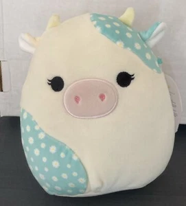Squishmallows 7.5” ELANA Cow W Blue Flower Print Plush Squishmallow - Picture 1 of 8