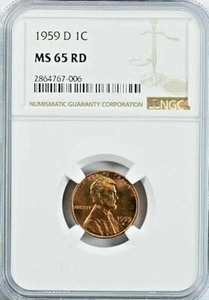 1959D 1c Penny $.01 Cent Lincoln Penny Red Proof Graded MS65/NGC65 Proof - Picture 1 of 3