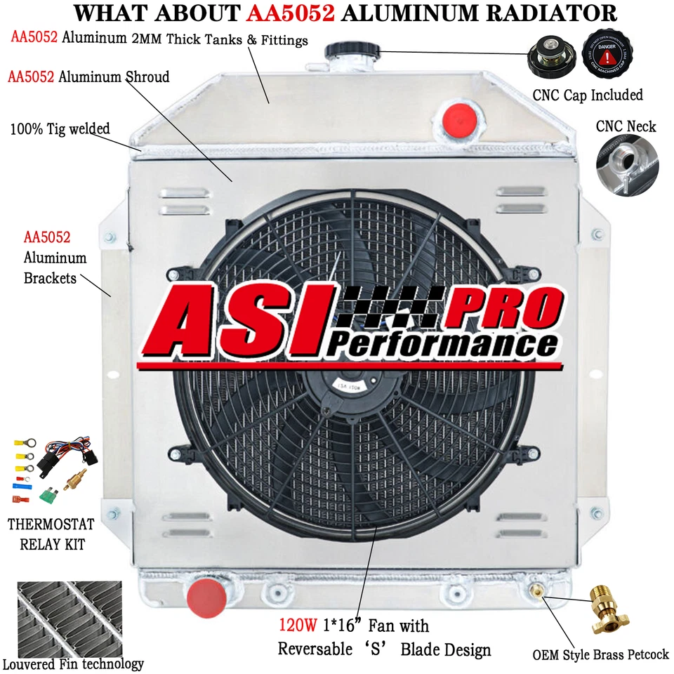 3Row Radiator+Shroud Fan fit 49-1953,52 Ford Cars Club Crestline Country Sedan - Изображение 1 из 4