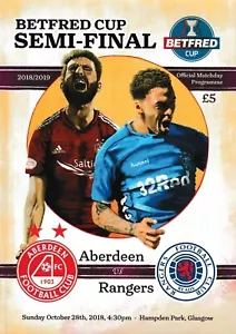 Aberdeen v Rangers 18/19 Betfred Cup Semi-Final programme - Picture 1 of 1