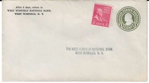 USA - Scott's #U420 and 806 unmailed cover to West Winfield National Bank - Bild 1 von 1