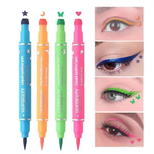 Double-Head Liquid Eyeliner Stamp Eye Liner Pen Moon Star Heart Eyeliners Pencil - Picture 1 of 11