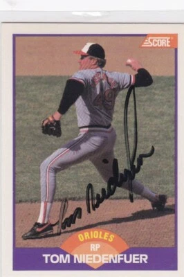 1989 Score #252 Tom Niedenfuer Orioles Signed Auto IP Free Shipping! - Image 1 of 2